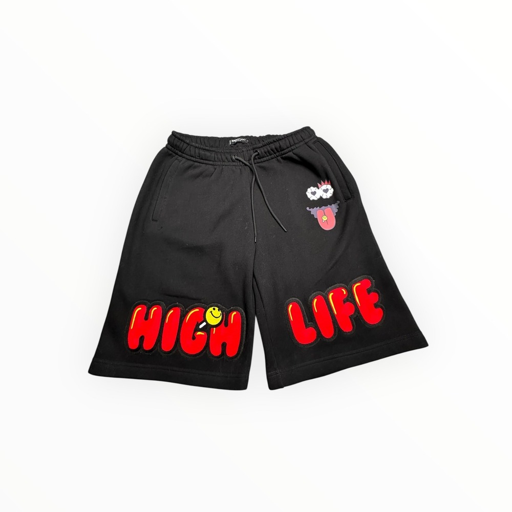 Roku Studio High Life Graphic Sweat Shorts Black Men Large Puff Print Streetwear